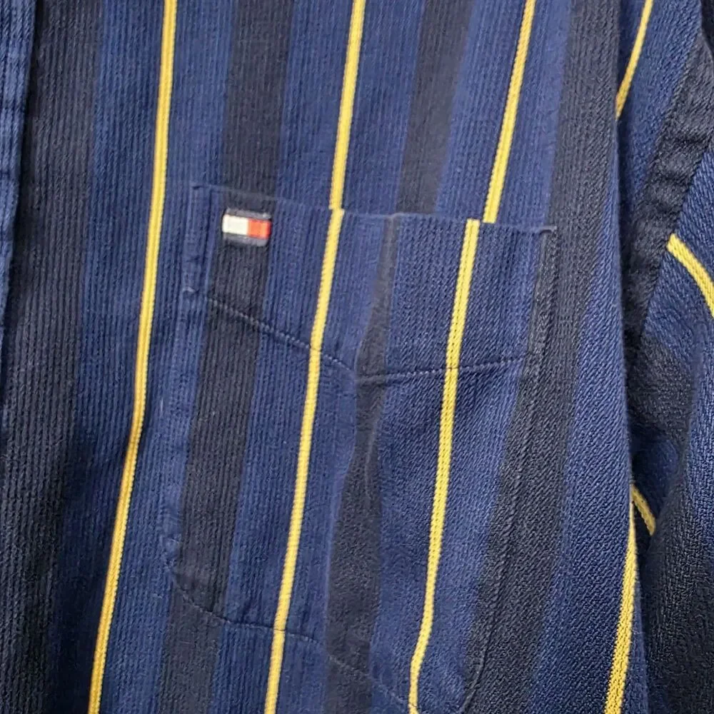 Tommy Hilfiger Striped Mens XL Button Down Shirt Blue Yellow Long Sleeve Classic - Picture 6 of 13